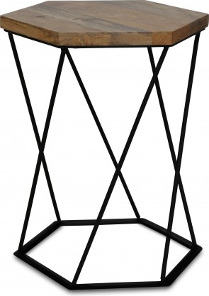 Ravi Hexagnol Lamp table Iron base solid wood
